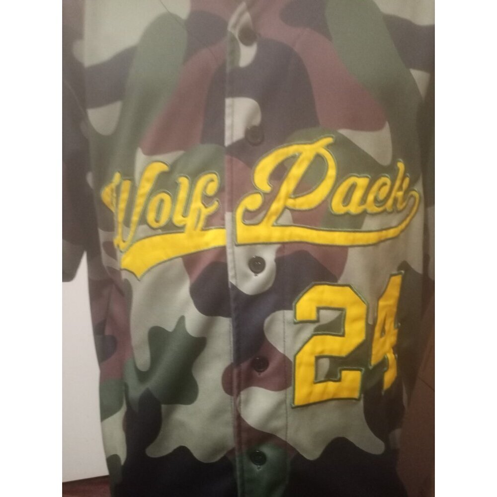 Men's Camoflauge Baseball Button Jersey Size XL Wolfpack Logo Wilson #24 - Picture 3 of 10